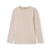 Red long-sleeved pointelle t-shirt for children