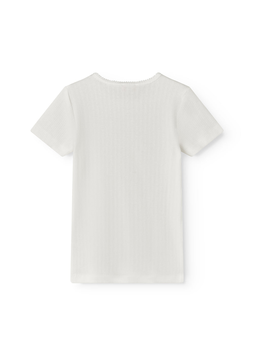 White short-sleeved pointelle t-shirt for children