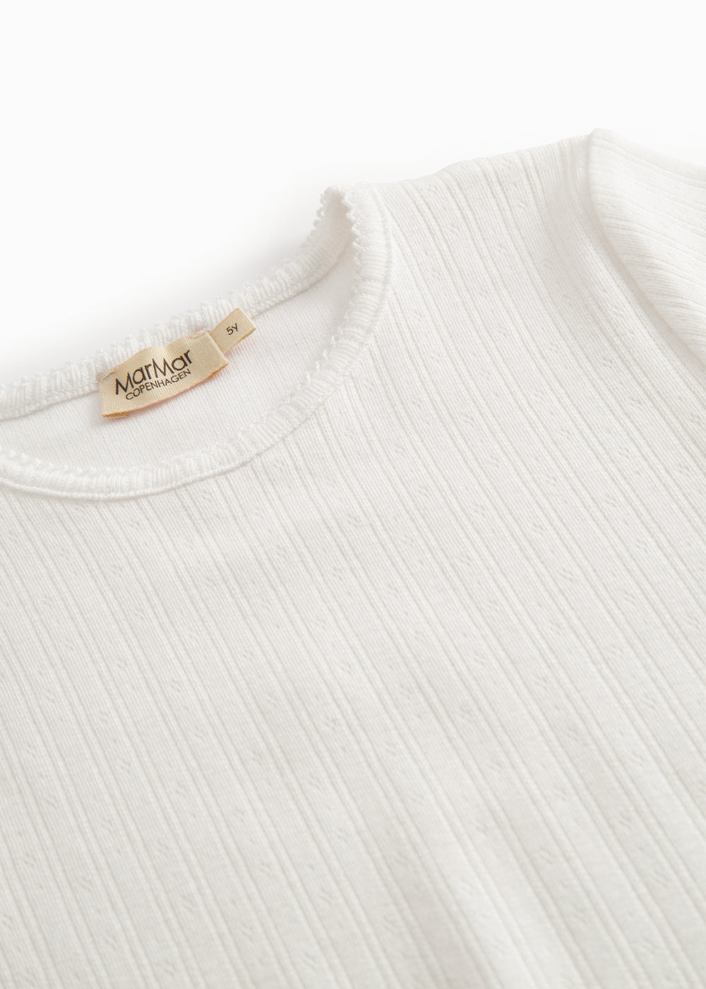 White short-sleeved pointelle t-shirt for children