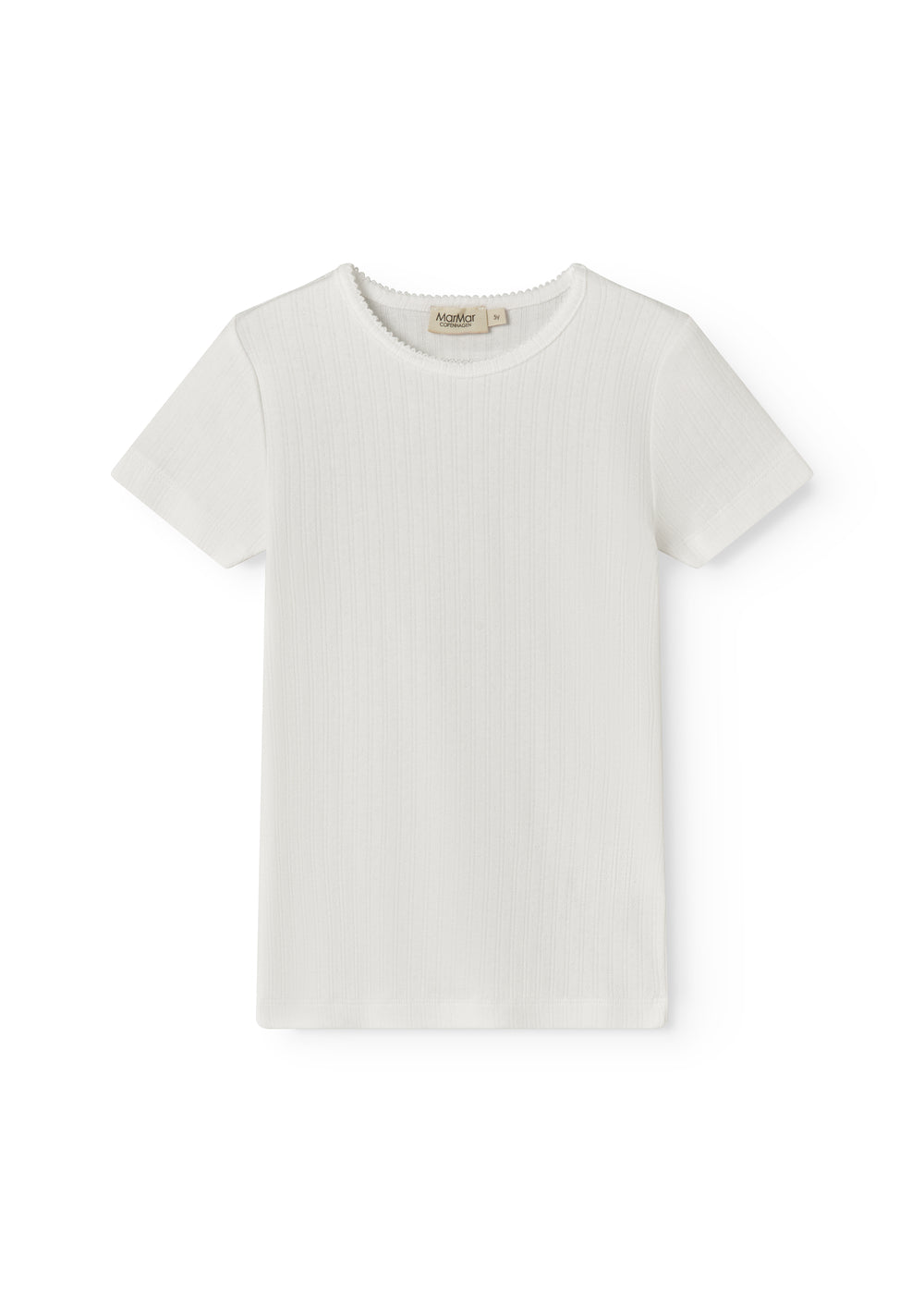 White short-sleeved pointelle t-shirt for children