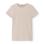 Red short-sleeved pointelle t-shirt for children