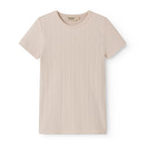 Red short-sleeved pointelle t-shirt for children