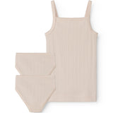 Lyserød undertrøje til børn med pointelle detaljer og tynde stroppe og 2 par underbukser