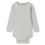 Langærmet lysegrøn pointelle baby bodystocking
