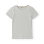 Light green short-sleeved pointelle t-shirt for children
