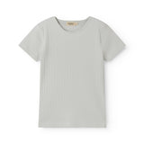 Light green short-sleeved pointelle t-shirt for children