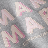 Gray baby sweatshirt with rosa MarMar logo.