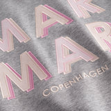 Gray sweatshirt for children with pink MarMar logo in blue and pink.