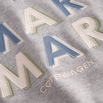 Gray sweatshirt for children with MarMar logo in blue and pink.