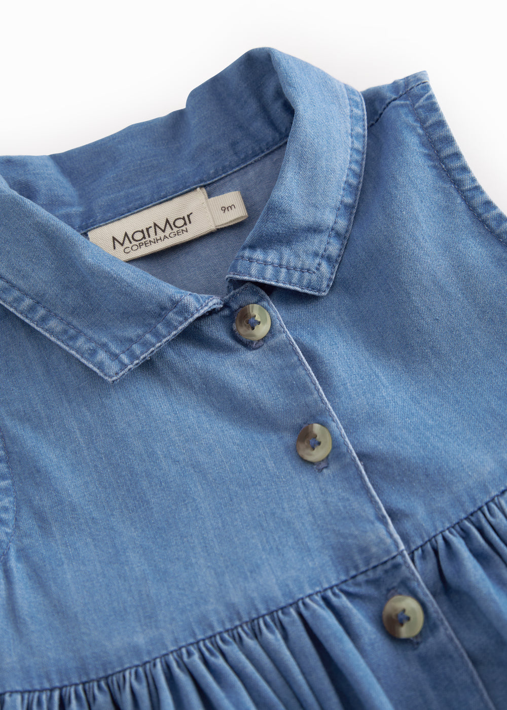 Sleeveless Baby Denim Dress In Blue Shade With Buttons