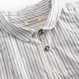 Blåstribet skjorte med krave og knap til børn