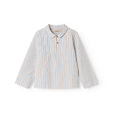 Striped blue shirt with collar and buttons for children