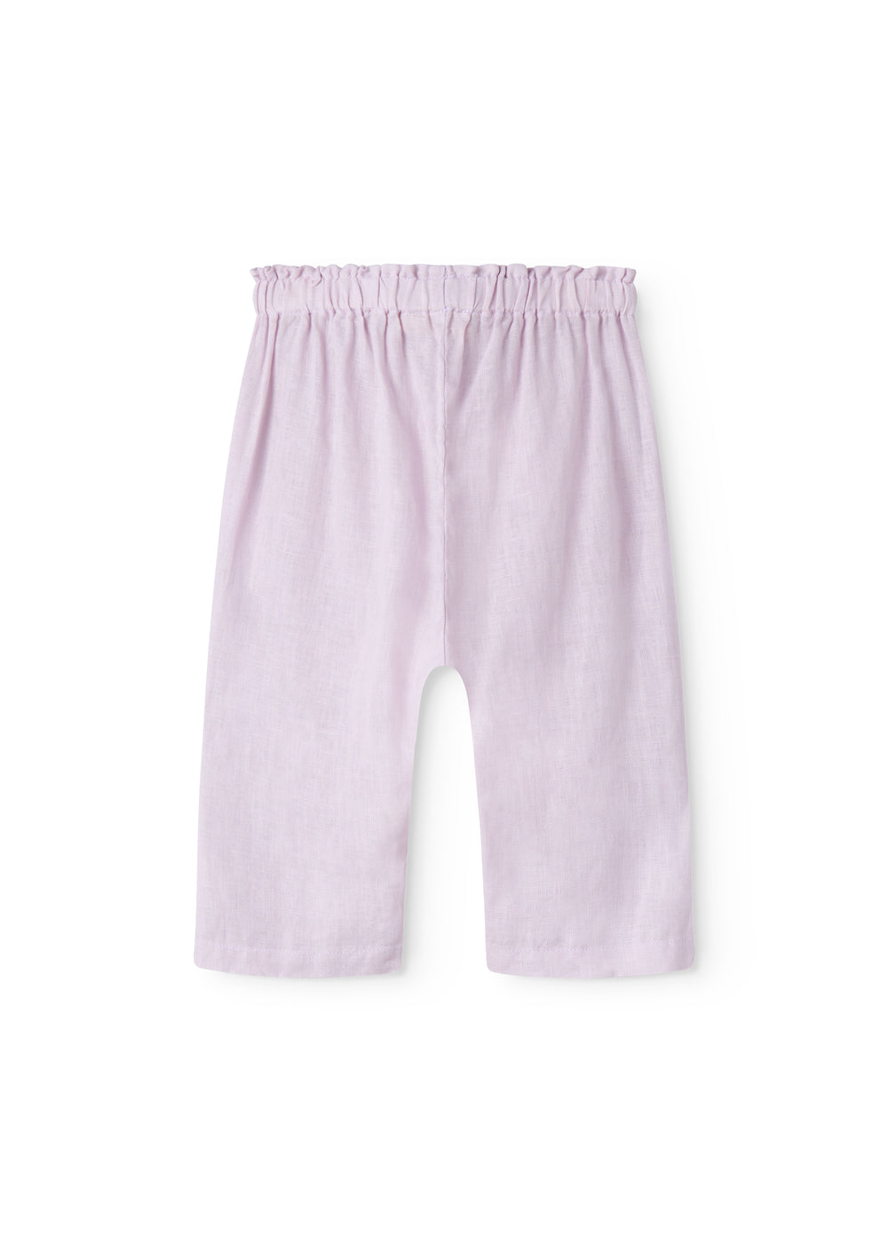 Lys lilla bukser til baby med løs pasform  og elastik i taljen 