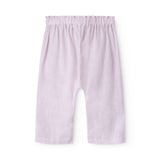 Lys lilla bukser til baby med løs pasform  og elastik i taljen 