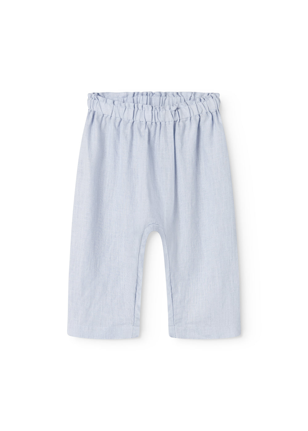 Lyseblå bukser til baby med løs pasform  og elastik i taljen 