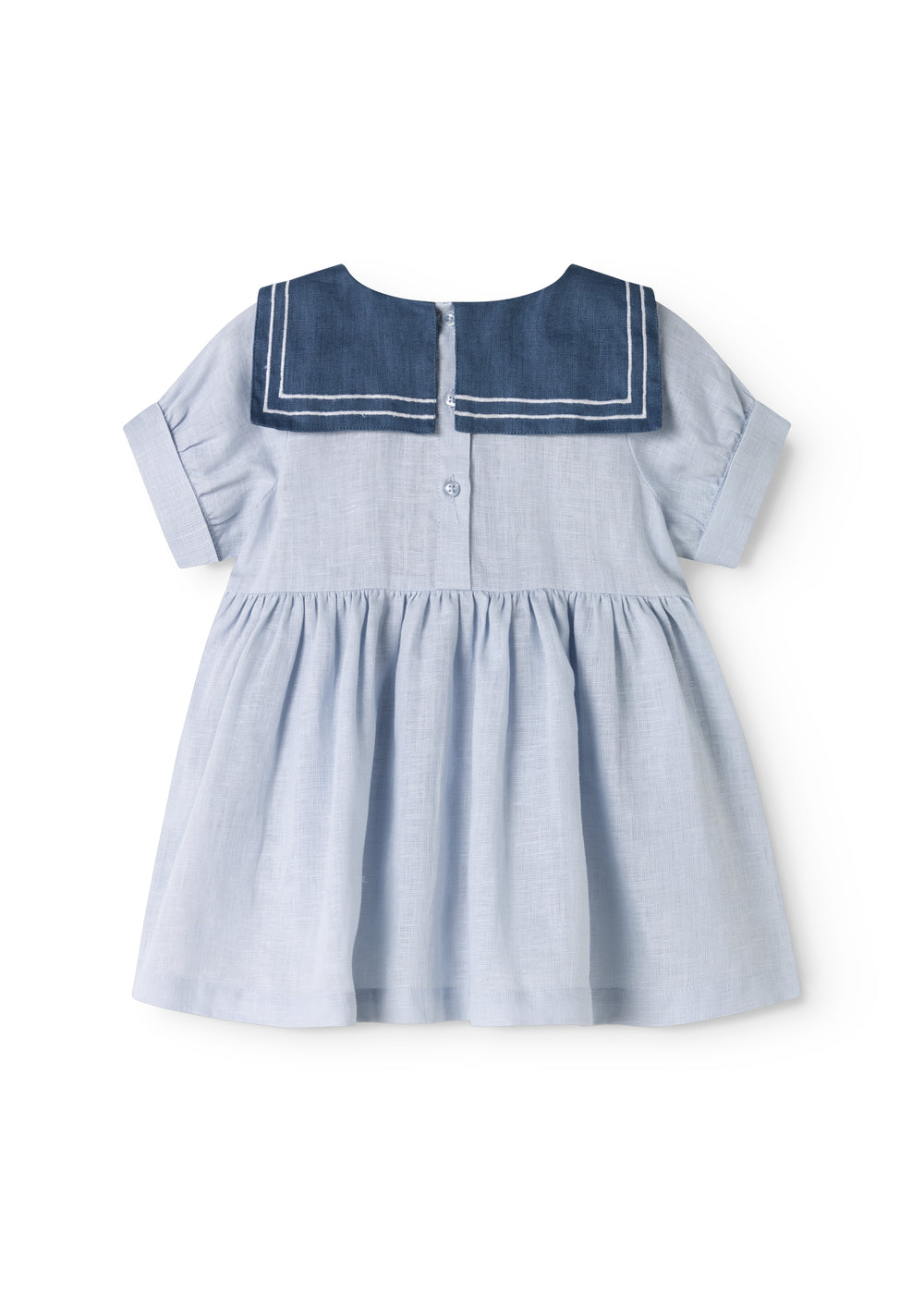 Kortærmet kjole med fin matroskrave og knapper bagpå