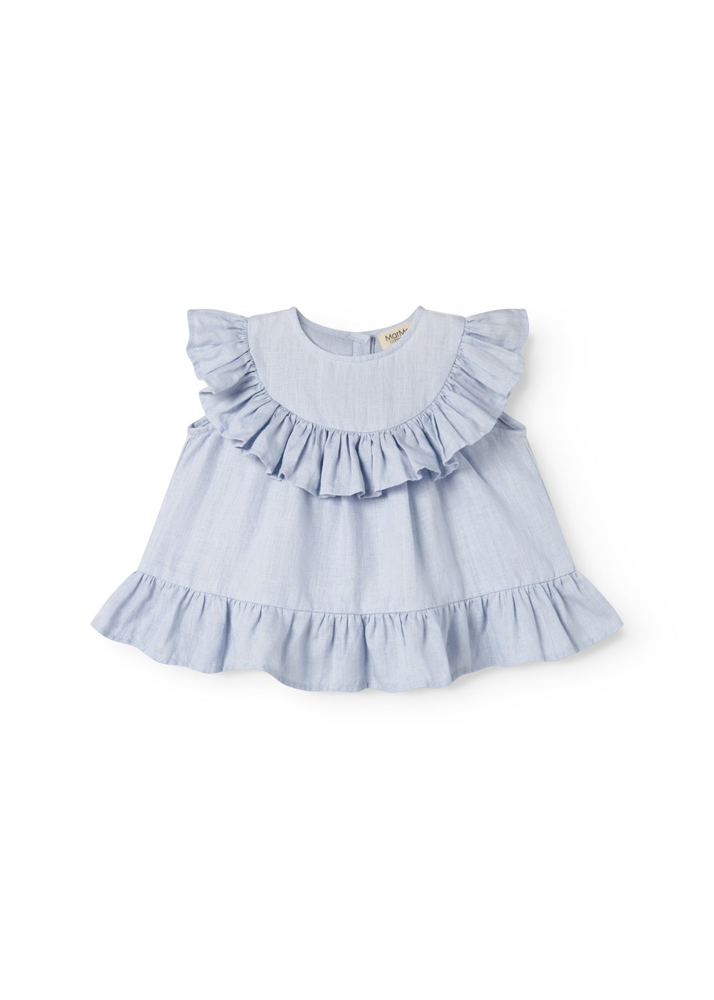 Ærmeløs top til baby med flæsedetaljer