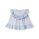 Ærmeløs top til baby med flæsedetaljer