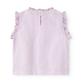 Ærmeløs lys lilla top til børn med flæsedetaljer