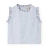 Sleeveless light blue top for children with lace details