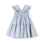 Ærmeløs kjole til børn med stropper og flæser på skulderen