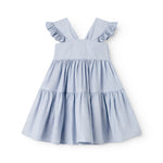 Sleeveless dress for children with straps and frills on the shoulder.