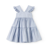 Sleeveless dress for children with straps and frills on the shoulder.