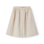 Beige hooded jacket for children with pockets and buttons.