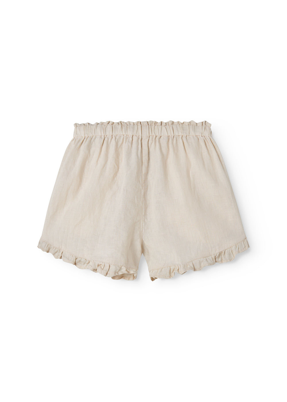 Beige shorts til børn med flæser og sidelommer