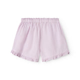 Lys lilla shorts til børn med flæser og sidelommer