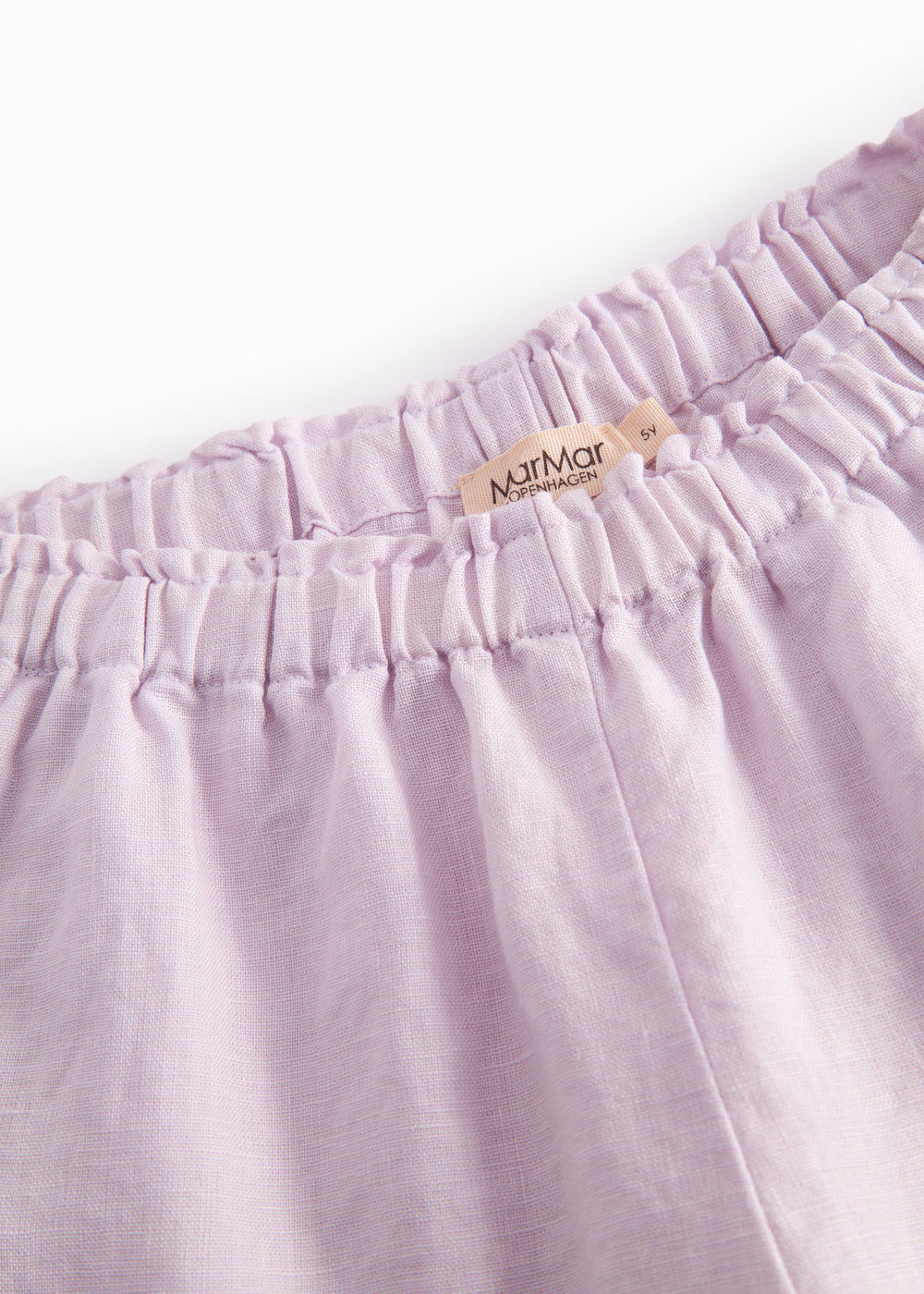 Lys lilla shorts til børn med flæser og sidelommer
