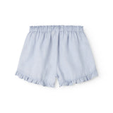 Lyseblå shorts til børn med flæser og sidelommer