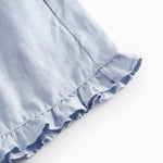 Lyseblå shorts til børn med flæser og sidelommer