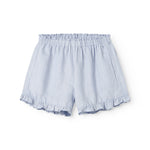 Light blue shorts for children with pockets and side seams.