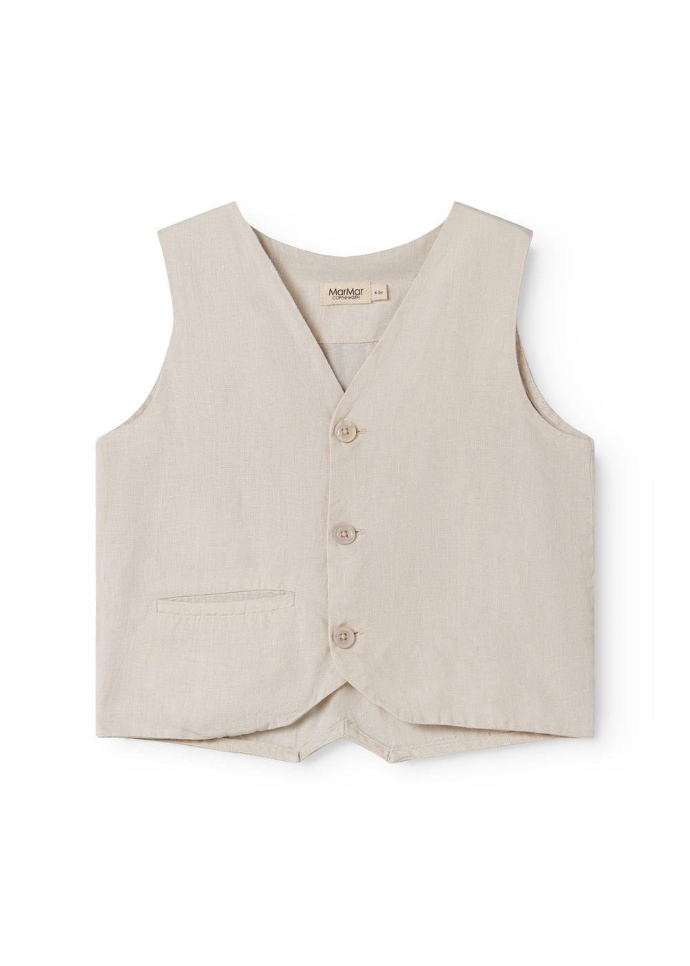 Beige vest for children with buttons and pockets