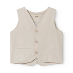 Beige vest for children with buttons and pockets