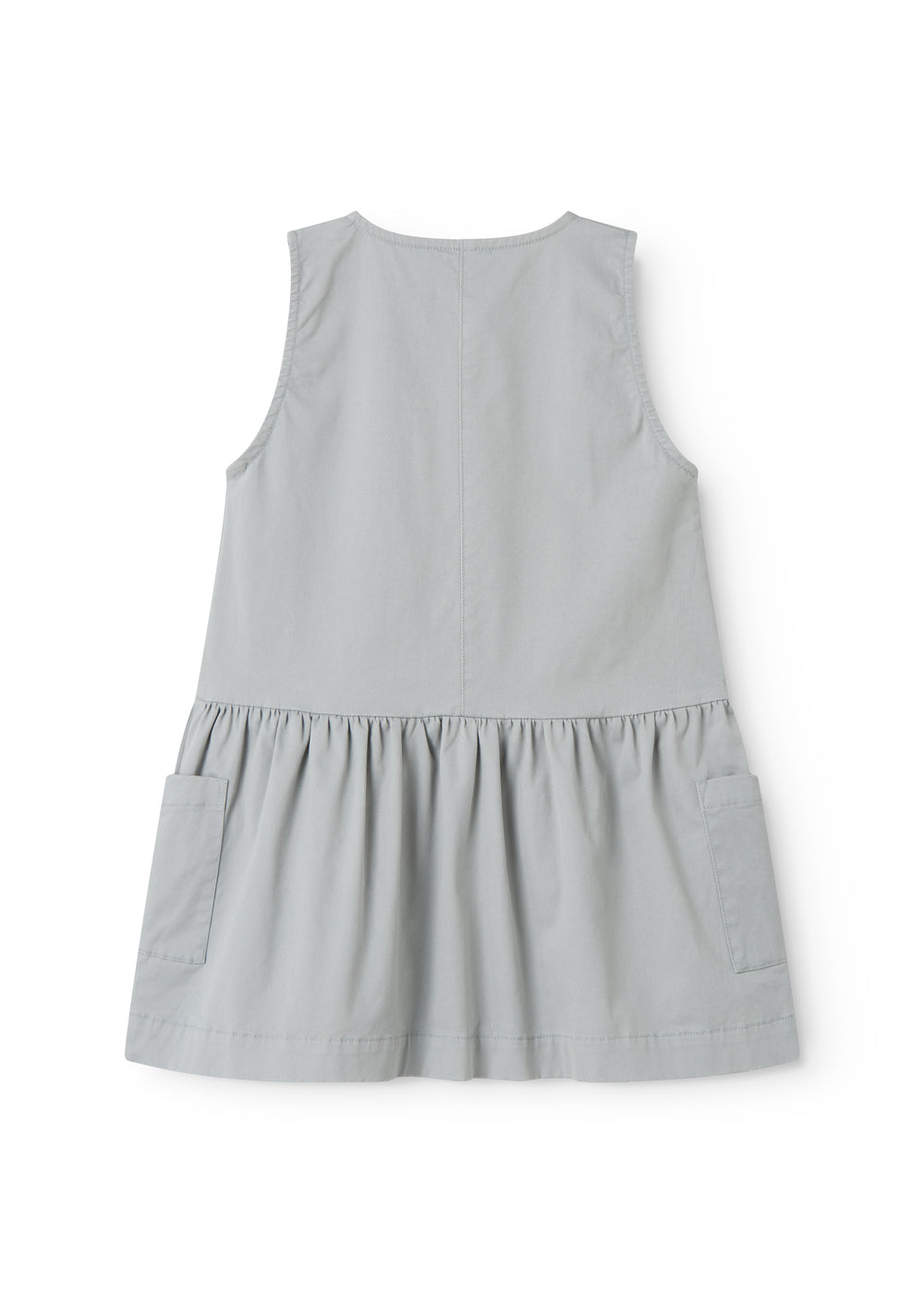 Sleeveless blue chino dress for children with buttons