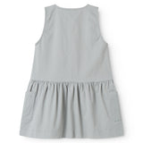 Sleeveless blue chino dress for children with buttons