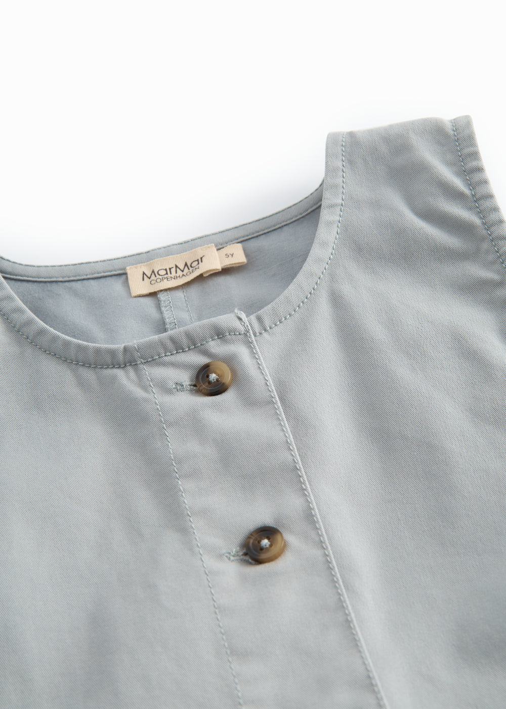 Ærmeløs blå chino kjole til børn med knapper