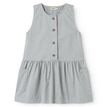 Sleeveless blue chino dress for children with buttons