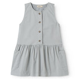 Sleeveless blue chino dress for children with buttons