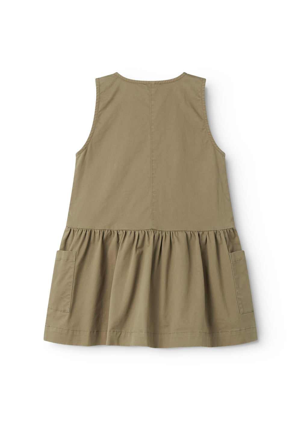 Ærmeløs grøn chino kjole til børn med knappe