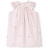 Lyserød kjole med små broderier og flæseærmer til børn
