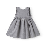 Sort and white nettedrop-down jacket for children with flaps on the shoulder straps.