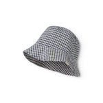 Internet-safe and white bobble hat for children.