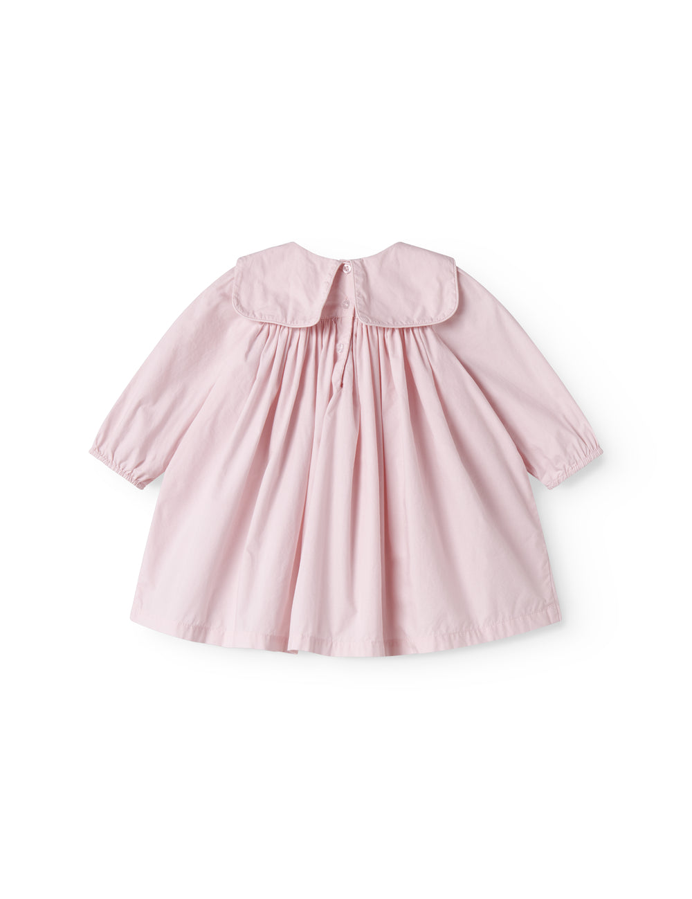 Lyserød babykjole med krave og lange ærmer