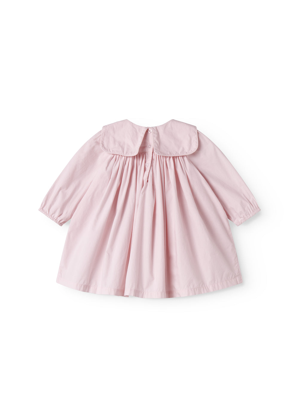Lyserød babykjole med krave og lange ærmer