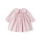 Lyserød babykjole med krave og lange ærmer