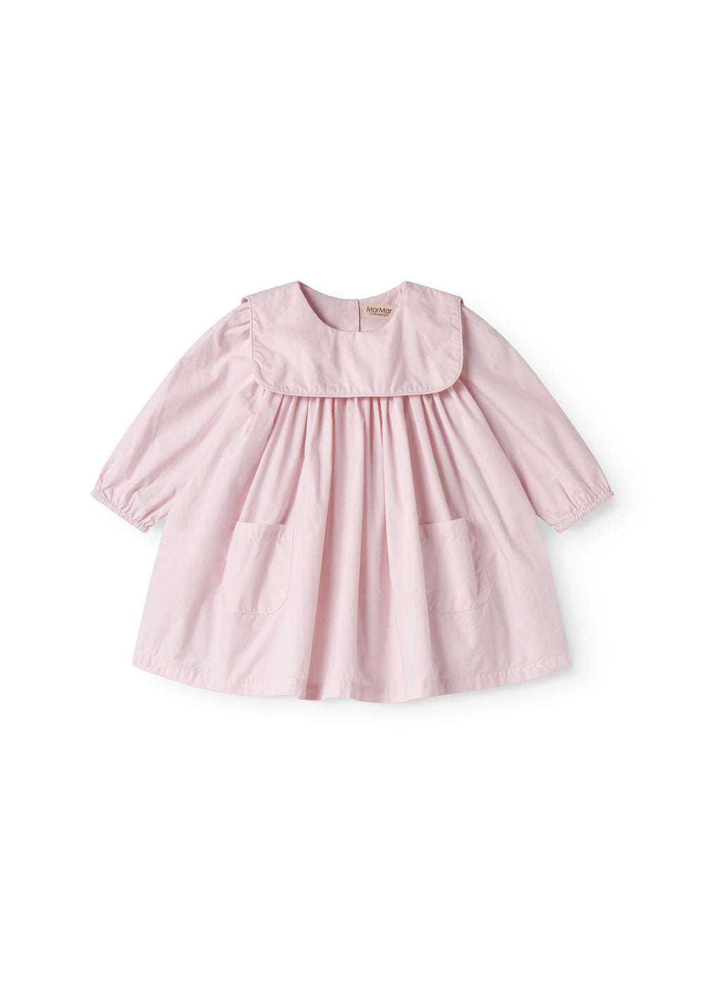 Red baby dress with collar and long sleeves