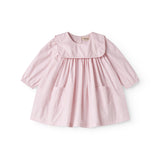 Red baby dress with collar and long sleeves